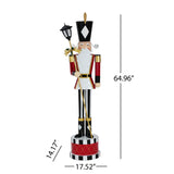 65" Classic Iron Nutcracker Statue with Lantern - Weather-Resistant Christmas Floor Decor (Red)