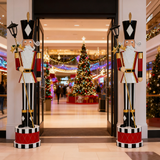 65" Classic Iron Nutcracker Statue with Lantern - Weather-Resistant Christmas Floor Decor (Red)