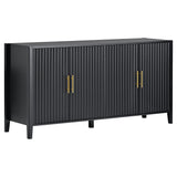 61.1" Sideboard Buffet Cabinet, Accent Storage Cabinet with 4 Vertical Slatted Doors, Metal Handle for Dining Living Room, Entryway