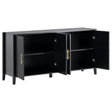 61.1" Sideboard Buffet Cabinet, Accent Storage Cabinet with 4 Vertical Slatted Doors, Metal Handle for Dining Living Room, Entryway