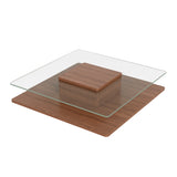 31.5" Square Coffee Table, Center Table with Clear Tempered Glass Top & Storage Shelf for Living Room, Apartment, Office