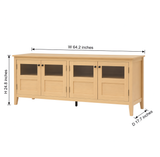 64"W 4-Door Sideboard Media Console, Wooden TV Stand Cabinet with Clear Acrylic Panel Doors