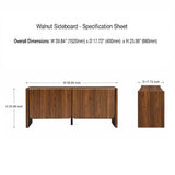 60"W Arc Curved 4-Door Sideboard Wooden TV Stand, Mid-Century Modern Walnut Storage Credenza