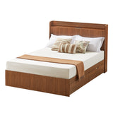 Queen Platform Bed Frame with 4 Storage Drawers & Built-in Charging Station, Walnut