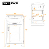 19.8" Bathroom Vanity with Bulged Ceramic Basin, Freestanding Single Vanity Set with Back Open Structure & Soft-Close Door