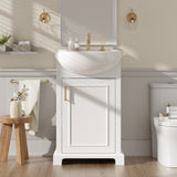 19.8" Bathroom Vanity with Bulged Ceramic Basin, Freestanding Single Vanity Set with Back Open Structure & Soft-Close Door