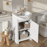19.8" Bathroom Vanity with Bulged Ceramic Basin, Freestanding Single Vanity Set with Back Open Structure & Soft-Close Door