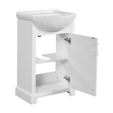 19.8" Bathroom Vanity with Bulged Ceramic Basin, Freestanding Single Vanity Set with Back Open Structure & Soft-Close Door