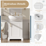 19.8" Bathroom Vanity with Bulged Ceramic Basin, Freestanding Single Vanity Set with Back Open Structure & Soft-Close Door