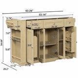 Mobile Kitchen Island with Foldable Marble‑Look Veneer Top, Kitchen Cart with Acrylic Door, Drawers, Spice Rack for Dining Room