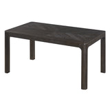 60" Rectangular Dining Table with Parquet-Style Top, Rounded Corners, Curved Leg & Adjustable Feet for Living Dining Room