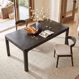 60" Rectangular Dining Table with Parquet-Style Top, Rounded Corners, Curved Leg & Adjustable Feet for Living Dining Room