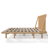 King Size Bamboo Platform Bed with Vertical Slat Slanted Headboard, Natural