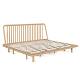 King Size Bamboo Platform Bed with Vertical Slat Slanted Headboard, Natural