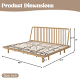 King Size Bamboo Platform Bed with Vertical Slat Slanted Headboard, Natural