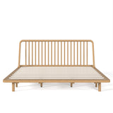 King Size Bamboo Platform Bed with Vertical Slat Slanted Headboard, Natural
