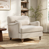 Accent Chair Oversized Sofa Chair, Modern Upholstered Armchair with Lumbar Pillow & Classic Turned Wood Legs