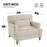 Accent Chair Oversized Sofa Chair, Modern Upholstered Armchair with Lumbar Pillow & Classic Turned Wood Legs