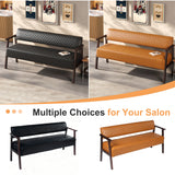 Upholstered Reception Bench Faux Leather Waiting Bench Diamond Quilted Padded Entryway Bench Dining Bench for Salon Lobby Office, Black