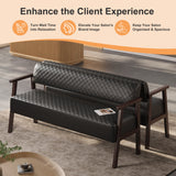 Upholstered Reception Bench Faux Leather Waiting Bench Diamond Quilted Padded Entryway Bench Dining Bench for Salon Lobby Office, Black