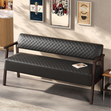 Upholstered Reception Bench Faux Leather Waiting Bench Diamond Quilted Padded Entryway Bench Dining Bench for Salon Lobby Office, Black
