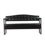 2-Seat Sofa Reception Bench Tufted Loveseat Leather Waiting Bench Padded Entryway Bench Dining Bench for Salon Lobby Office, Black