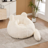 Faux Fur Bean Bag Chair, Cat Shaped Boneless Single Sofa with Tail Pillow, Accent Floor Chair for Reading, Living Room, Bedroom
