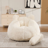 Faux Fur Bean Bag Chair, Cat Shaped Boneless Single Sofa with Tail Pillow, Accent Floor Chair for Reading, Living Room, Bedroom