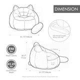 Faux Fur Bean Bag Chair, Cat Shaped Boneless Single Sofa with Tail Pillow, Accent Floor Chair for Reading, Living Room, Bedroom