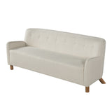Modern 3-Seater Sofa Linen Upholstered Sofa Couch, Classic Button-Tufted Couch with Solid Rubber Wood Legs