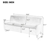 Modern 3-Seater Sofa Linen Upholstered Sofa Couch, Classic Button-Tufted Couch with Solid Rubber Wood Legs
