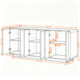 6-Door Sideboard Buffet Cabinet TV Stand, Mid-Century Modern Wooden Storage Credenza with Adjustable Shelves