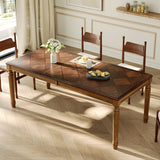 78.7"W Rectangular Dining Table for 6, Kitchen Table with Framed Wood Top & Turned Legs for Dining Room, Kitchen