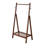 Wood Freestanding Clothes Rack, A‑Shaped Garment Hanger Stand with Bottom Shelf & Side Hooks for Bedroom, Hallway