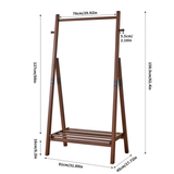 Wood Freestanding Clothes Rack, A‑Shaped Garment Hanger Stand with Bottom Shelf & Side Hooks for Bedroom, Hallway