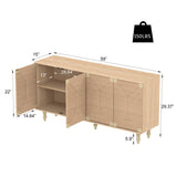 Accent Storage Cabinet Kitchen Buffet Boho Sideboard Credenza Coffee Bar Console Table TV Stand with Seagrass Doors, Natural