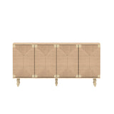 Accent Storage Cabinet Kitchen Buffet Boho Sideboard Credenza Coffee Bar Console Table TV Stand with Seagrass Doors, Natural