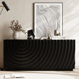 4-Door Accent Storage Cabinet with Art Spiral Doors, Kitchen Buffet Mid Century Modern Sideboard Credenza Console Table TV Stand, Black