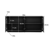 4-Door Accent Storage Cabinet with Art Spiral Doors, Kitchen Buffet Mid Century Modern Sideboard Credenza Console Table TV Stand, Black