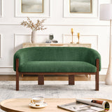 63.25"W Boucle Loveseat, Curved Upholstered 2-Seater Sofa Couch with Rubber Wood Legs for Living Room, Bedroom, Apartment