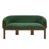 63.25"W Boucle Loveseat, Curved Upholstered 2-Seater Sofa Couch with Rubber Wood Legs for Living Room, Bedroom, Apartment