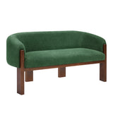 63.25"W Boucle Loveseat, Curved Upholstered 2-Seater Sofa Couch with Rubber Wood Legs for Living Room, Bedroom, Apartment