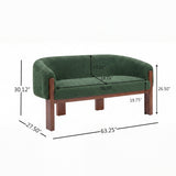 63.25"W Boucle Loveseat, Curved Upholstered 2-Seater Sofa Couch with Rubber Wood Legs for Living Room, Bedroom, Apartment