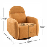 360-Degree Swivel Glider Chair, Manual Recliner Armchair with Round Wood Base for Reading, Living Room, Bedroom, Office