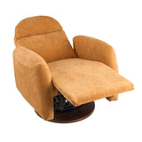360-Degree Swivel Glider Chair, Manual Recliner Armchair with Round Wood Base for Reading, Living Room, Bedroom, Office