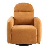 360-Degree Swivel Glider Chair, Manual Recliner Armchair with Round Wood Base for Reading, Living Room, Bedroom, Office