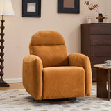 360-Degree Swivel Glider Chair, Manual Recliner Armchair with Round Wood Base for Reading, Living Room, Bedroom, Office