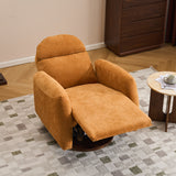 360-Degree Swivel Glider Chair, Manual Recliner Armchair with Round Wood Base for Reading, Living Room, Bedroom, Office