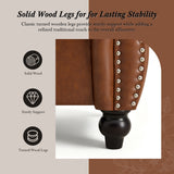 Chesterfield 3-Seater Sofa Classic Tufted Couch Leather Lounge Sofa with Solid Wood Legs, Rolled Arms & Nailhead Trim, Brown