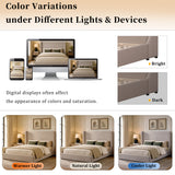 King Size Upholstered Bed with Soft Padded Tall Wingback Headboard, Low Profile Platform Bed with Rubber Wood Support Legs, Warm Taupe